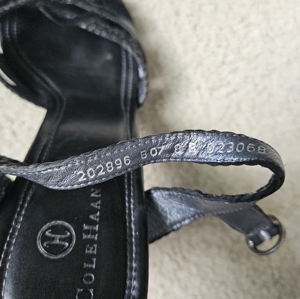 Vintage Cole Haan Strappy High Heel Ankle Strap Black Braided Leather Womens 7 - Picture 9 of 10
